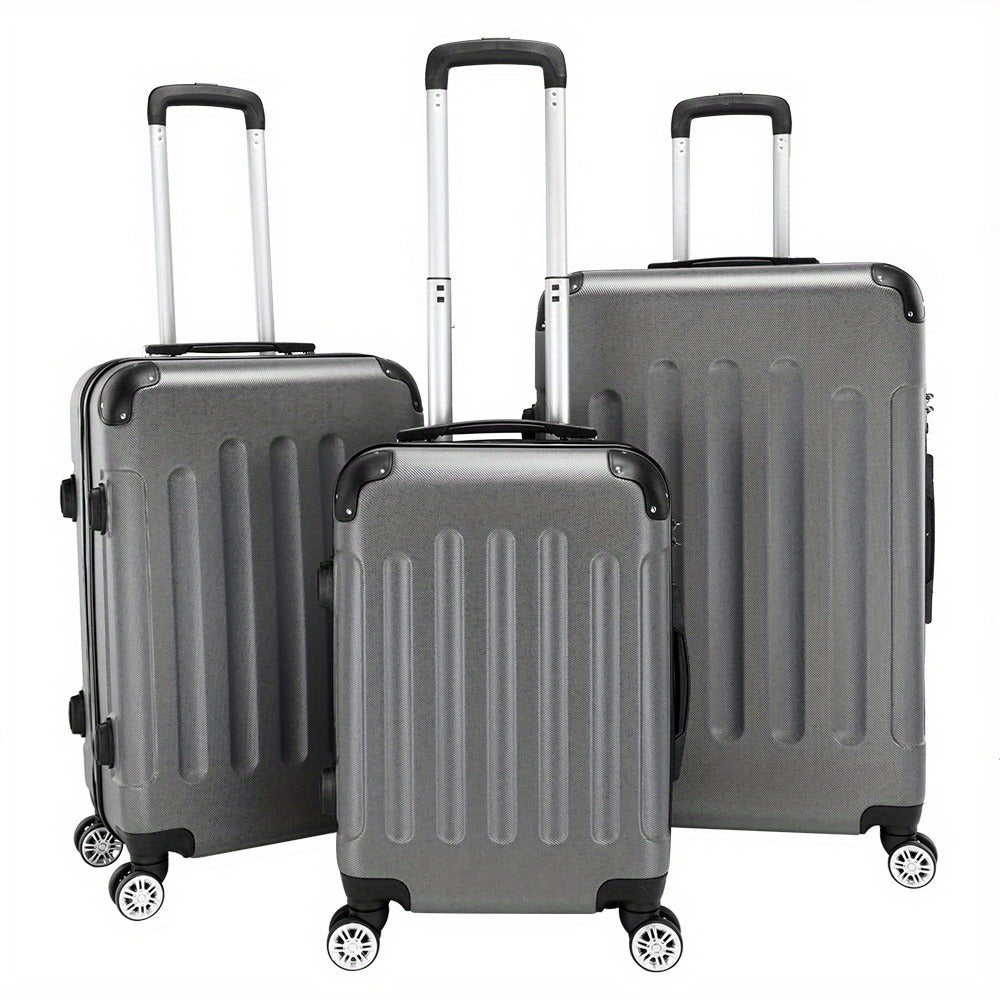 3 Piece ABS Suitcase Set Lightweight Hard Shell Carry-On Hand Luggage Trolley Case 4 Spinner Wheels Travel Set Blue Black Grey Red