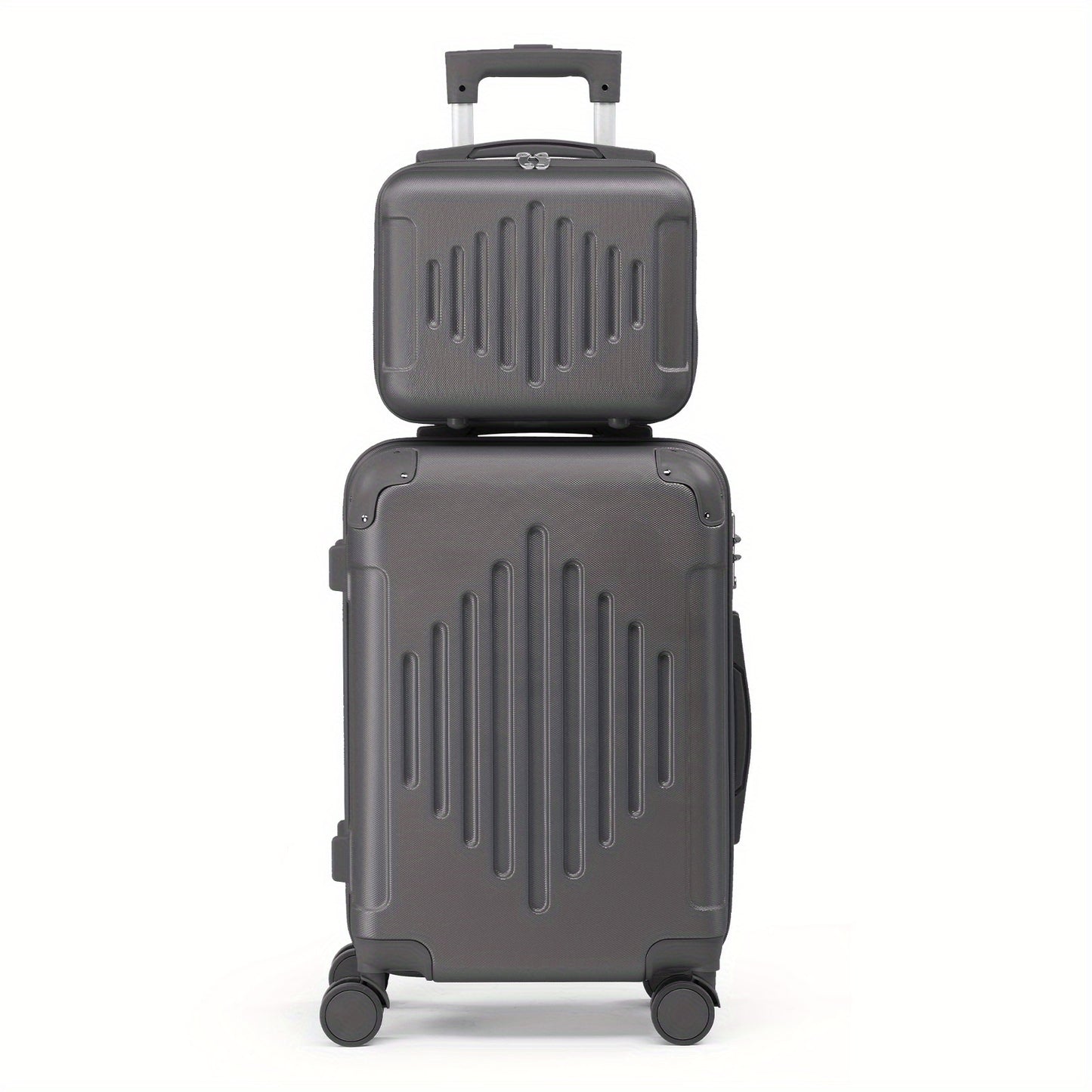 Set of 2 Luggage Pieces (20" And 12") for Travel, Featuring Lightweight, Portable Hard-Shell Suitcases with Spinner Wheels, Available in Rose Golden, Black, And Dark Gray
