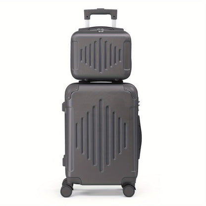 Set of 2 Luggage Pieces (20" And 12") for Travel, Featuring Lightweight, Portable Hard-Shell Suitcases with Spinner Wheels, Available in Rose Golden, Black, And Dark Gray
