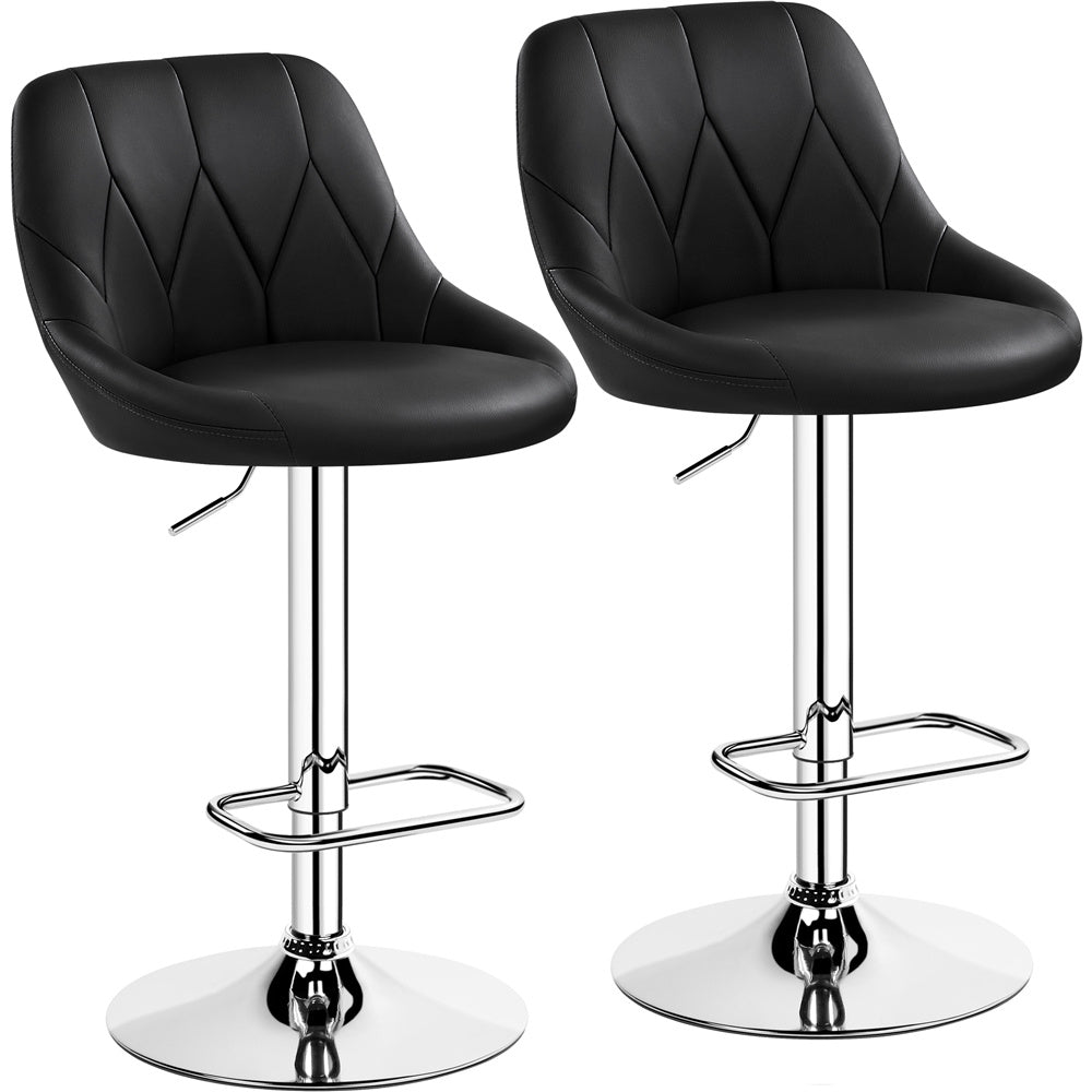 Costoffs 2PCS Bar Stools Faux Leather Swivel Barstools, Height Adjustable, Modern Bar Chairs with Ergonomic Backrest, Cushioned Seat, Chrome Footrest for Home Kitchen Island Bar Counter, Dark Grey/Black/Retro Brown/White/Light Grey