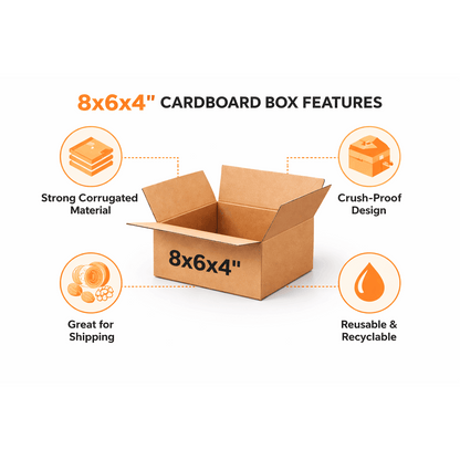 MANODU 25 Pack 8x6x4" Single Wall Cardboard Boxes | Small Shipping Mailing Packing Boxes for E-commerce, Storage & Moving | Fast Dispatch from UK Seller