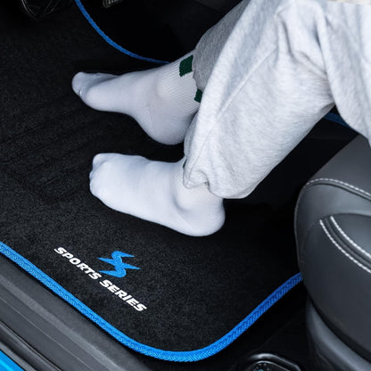 4PCS Car Floor Mats Floor Mat Set, Universal All-Weather Floor Mats With Embroidered Car Carpet Waterproof And Non-Slip Heel Protector, Made Of Carpet Material