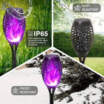 4/6/8/12pcs Solar Flame Lights, Solar Torch Lights, Solar Garden Lights, IP65 12LED with Flickering Flame for Garden Decor, Polycrystalline Silicon Solar Panels, Mini Landscape Flame Lights - Auto On/Off