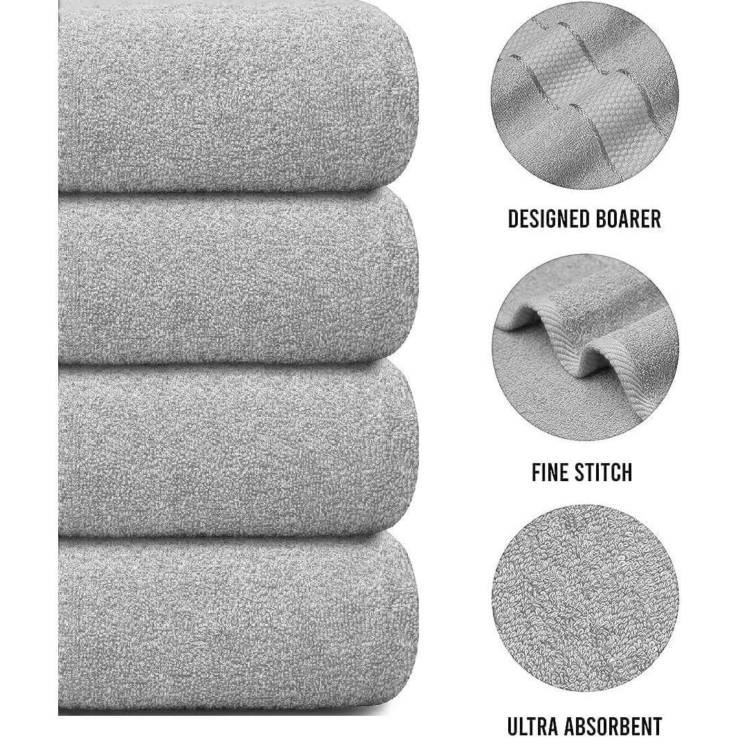 4 X Large Jumbo Bath Towels 100% Egyptian Cotton -75 x 150 cm- Soft Quick Dry Hotel Spa Big Bathroom Towels Set