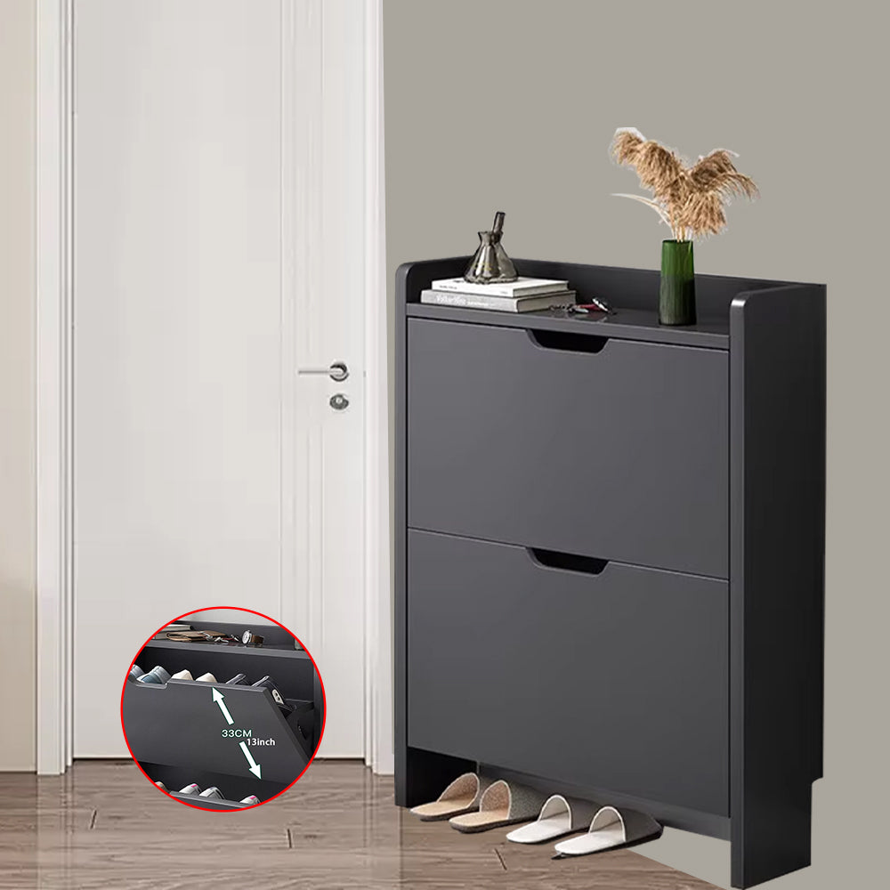 Shoe Cabinet with 2-Drawers, Storage Shoe Rack Organizer with Cut-out Handles, Entryway Hallway Furniture