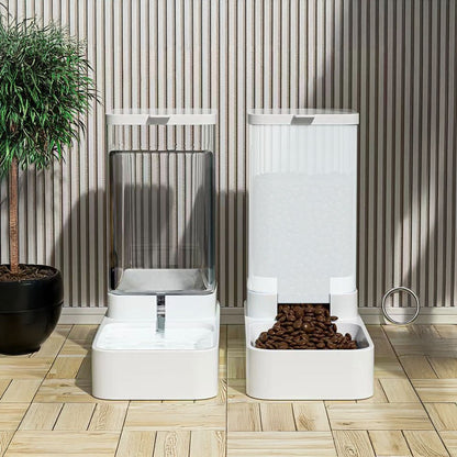 Pet Feeder Pets Food Feeder and Waterer Set 3.8L 2.1kg, 29*13.5*28.5cm, Travel Supply Feeder and Water Dispenser for Dogs Cats Pets Animals