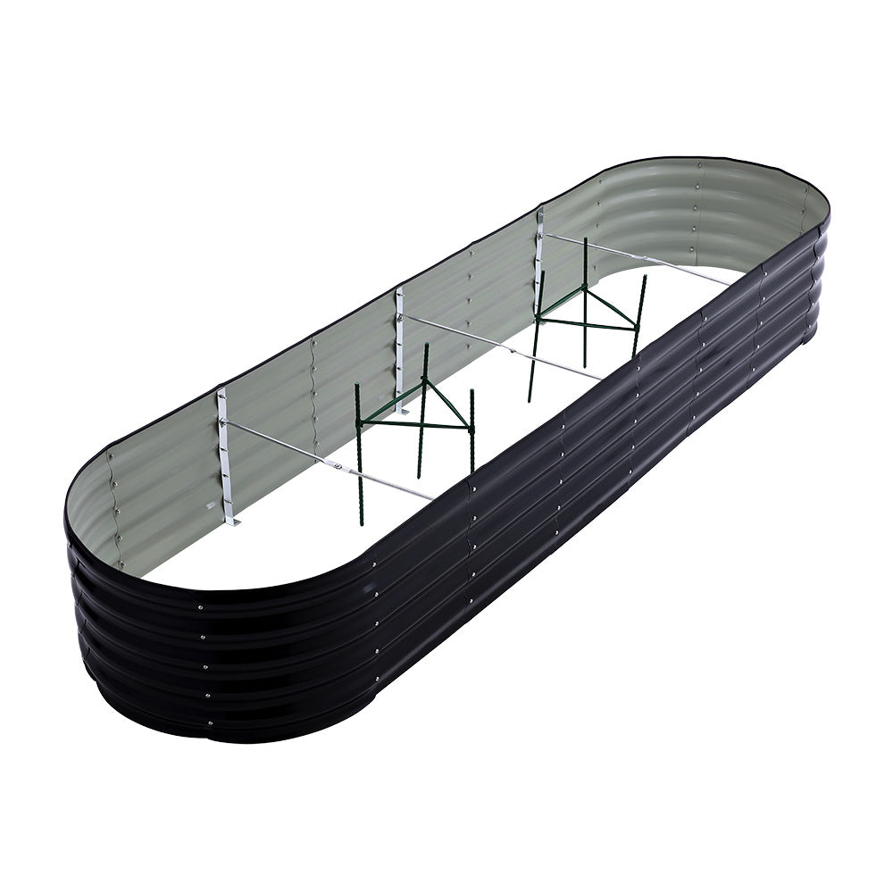 Extra Large Raised Beds for Garden, Oval Planter Box with Plant Climbing Frame, Outdoor Raised Planters for Vegetables, Flowers & Herbs, Bottomless Metal Garden Bed