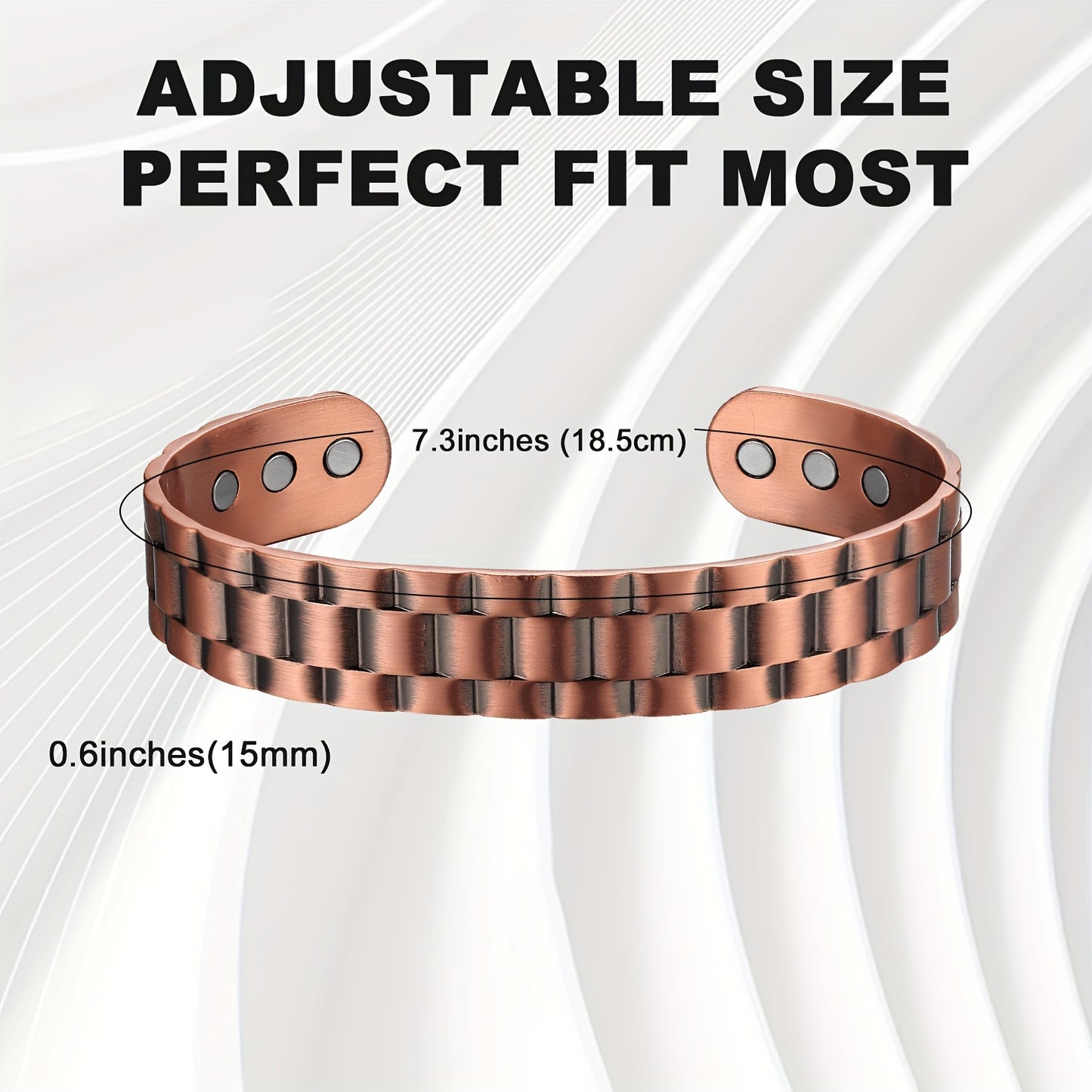 Ultra Strength Magnetic Copper Bangle Bangle Bracelet for Men, Men's Copper Bangle Bangle Bracelet for Husband,Grid Design Adjustable 99.99% Pure Copper Magnetic Cuff Bangle Brazaletes Jewelry Gift for Valentine's Day