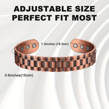 Ultra Strength Magnetic Copper Bangle Bangle Bracelet for Men, Men's Copper Bangle Bangle Bracelet for Husband,Grid Design Adjustable 99.99% Pure Copper Magnetic Cuff Bangle Brazaletes Jewelry Gift for Valentine's Day