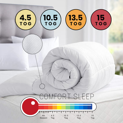 All Seasons Duvet, Breathable & Soft Summer Quilt, Lightweight Comforter Bedding, 2.5 4.5 7.5 10.5 13.5 15 Tog, All Sizes Available