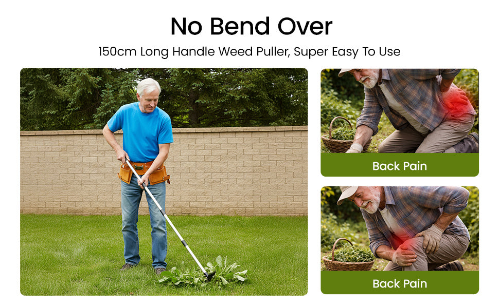 2-in-1 Weed Remover Tool with Telescopic Handle 42–150cm Stand Up Weeder Hoe Cultivator Rake Long Handle Garden Weeding Tool for Lawns, Borders, Raised Beds, Veg Patches