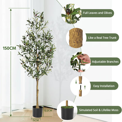 6FT/180cm Artificial Olive Tree Artificial Plant Large Artificial Plant Decoration Indoor Outdoor Home Office Kitchen Living Room Patio Garden Modern Decoration Best for Promotional Housewarming Halloween, Christmas Gift for Keeping Birds and Cats and Oth