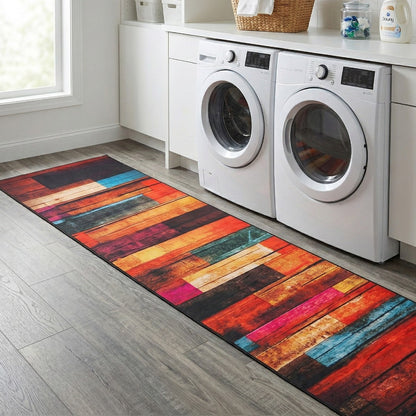 Washable Kitchen Floor Runner, Carpet Runner Rug, Long Narrow Hallway Rug 60X300CM Modern Abstract Geometric Pattern for Entryway, Bedroom, Front Porch