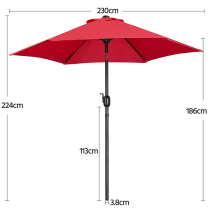 Costoffs Patio Umbrella Outdoor, 2.3m Market Umbrella Parasol Umbrella with Crank/Tilt/6 Ribs, Garden Table Umbrella for Patio, Deck, Backyard, Pool & Beach