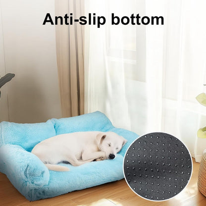 Pet Sofa Bed for Cats and Dogs 66x48x33cm Fluffy Plush Cat Couch with Anti-Slip Base Machine Washable Teddy Fleece Dog Bed for Small Medium Dogs Cats Rabbits