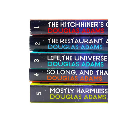 The Complete Hitchhiker's Guide to the Galaxy Box set 5 Paperback Books for Ages 12+ by Douglas Adams Humorous Fantasy Adventure Classic Saga Trilogy