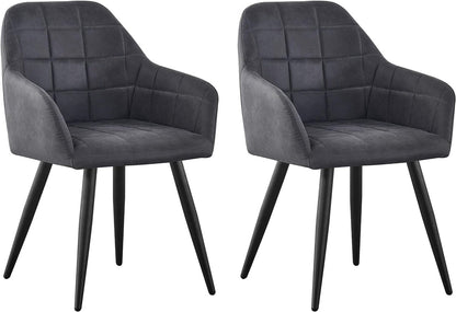 High Back Dining Chairs Set of 2 Faux Suede Padded Seat | Metal Legs Anti-Scratch Feet | UK Fire Safety Compliant | Home & Restaurant Use | 4 Colours | Adrian