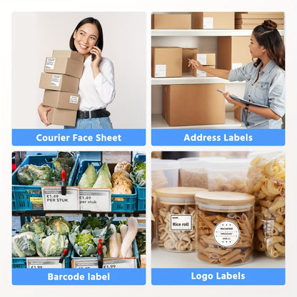 Thermal Shipping Label Printer Inkless Portable – PL80EB 4x6 Wireless Label Printer for Small Business, Logistics & Home Use, Compatible with Mobile & PC, Includes 50 Label Sheets, Enamel Blue