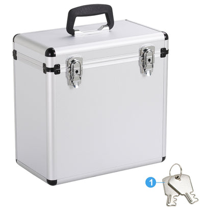 DJ Flight Case for 50 LP Vinyl Records – Lockable Aluminium & MDF 12 Inch Record Storage Case, Anti-Scratch Matte Black, Home Collector & Gig Use