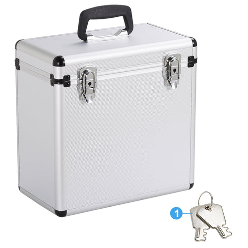 DJ Flight Case for 50 LP Vinyl Records – Lockable Aluminium & MDF 12 Inch Record Storage Case, Anti-Scratch Matte Black, Home Collector & Gig Use