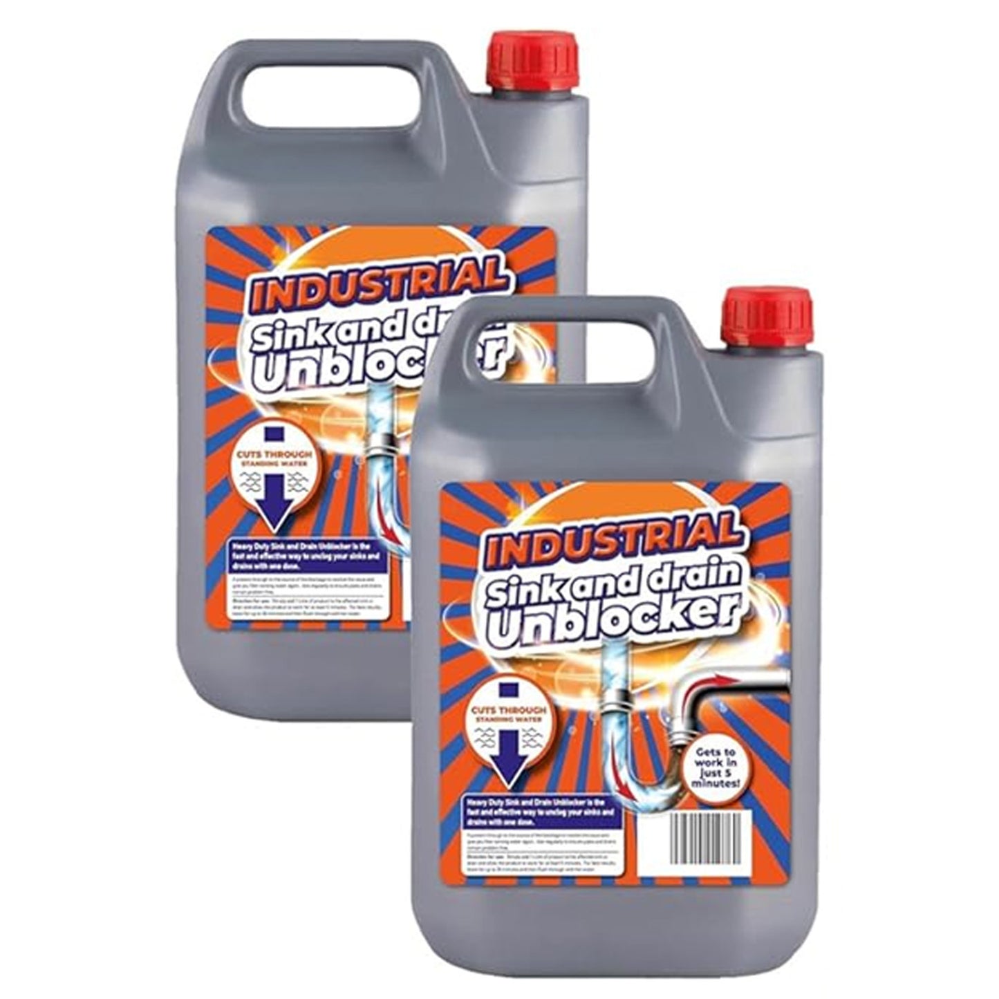 5 Litre Super Strength Industrial Sink & Drain Unblocker Cuts Through Standing Water