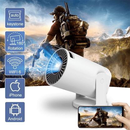 Projector Portable Mini Projector Wireless Connection with Speakers For Phone Movies, without built-in app, Dual 200 ANSI Allwinner Home Cinema Office Projetors High-definition Decoding Video, Cast High Definition Large Screen Movies, Cast High Definition