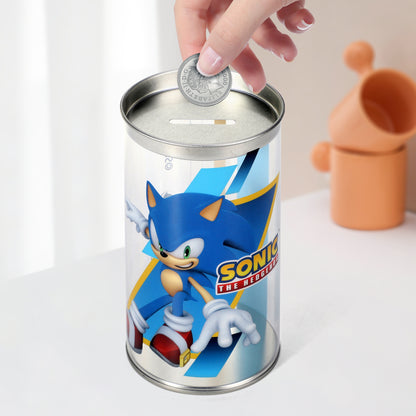 Sonic the Hedgehog 4 Pair Ankle Cotton Socks for Kids - Ideal Kids Children Gift - Packed in Round Money Piggy Bank Plastic Cylinder
