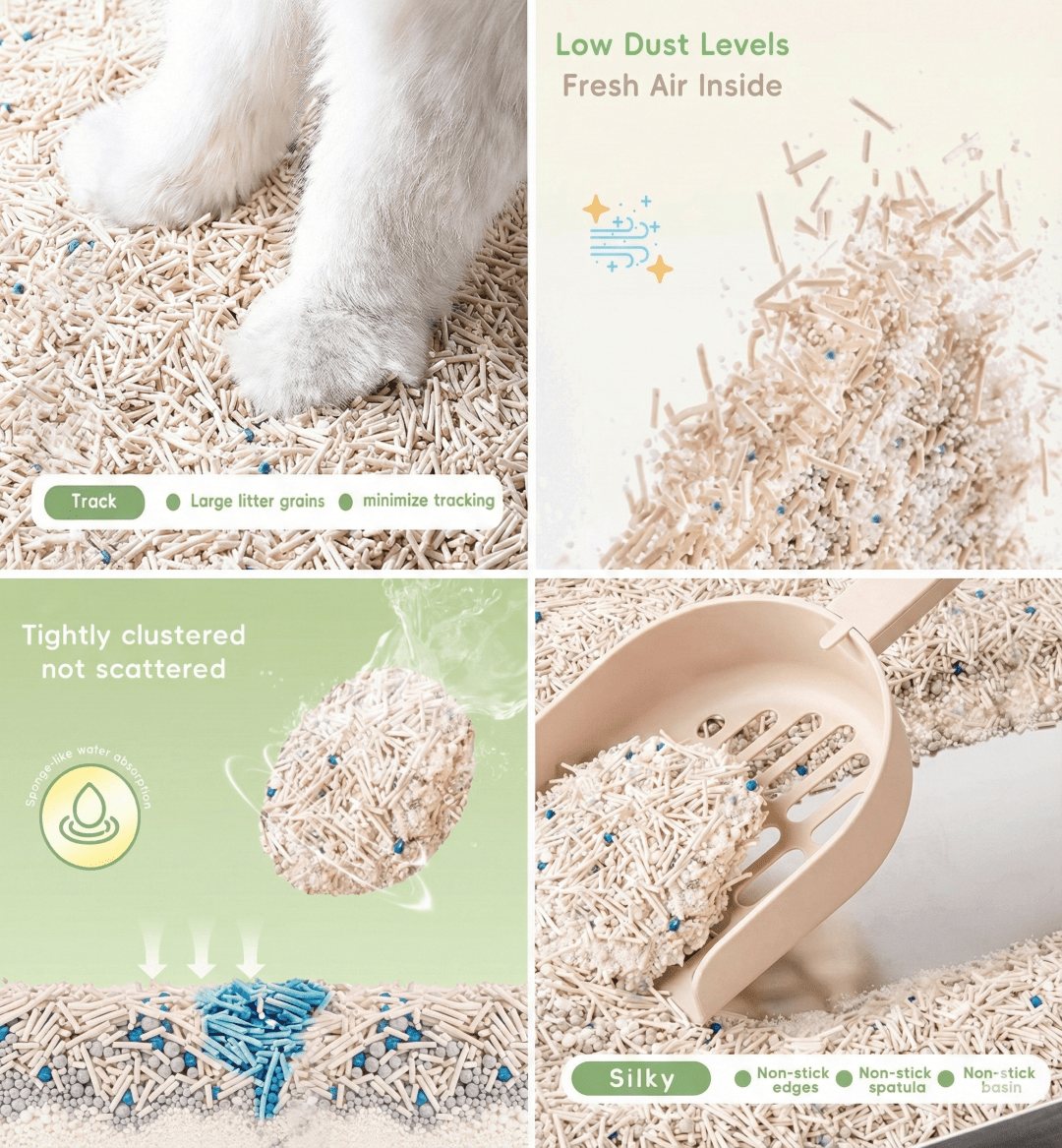 Premium Cassava Tofu Mixed Cat Litter 2.3Kg, Triple Action Bentonite Clay Blend – Deodorizing Cassava Tofu Cat Litter, Superior Clumping, Low Dust & Tracking, Good Odor Control