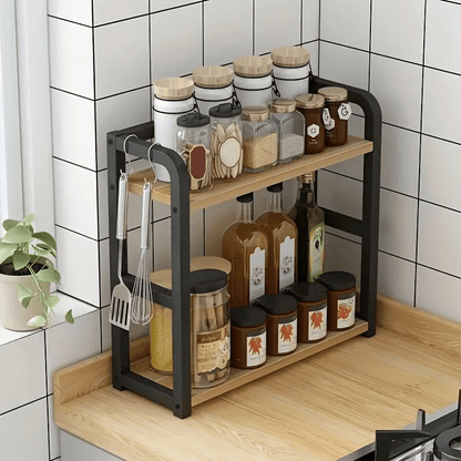 1pc 2 Tier Countertop Storage Rack, Spice Organizer, Countertop Storage Box, Accessories for Bedroom, Bathroom, And Kitchen, Home Storage And Organization, Utility Racks