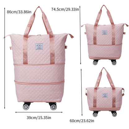 Travel Bag, Multifunctional Luggage Bag, Expandable Luggage Suitcase, Carry on Bag, Rolling Duffle Bag with Detachable Wheels, Travel Essentials Bag, Large Capacity with Zipper Closure, Ideal for Fitness, Yoga, and Everyday