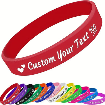 New Hot-Selling 25pcs Silicone Wristbands with Heart Patterns, Customizable with Your Own Text, Unisex Bracelets for Holidays or Daily Wear, Lightweight Wristbands, Suitable for Weddings, Birthdays, Corporate Events, Christmas, Earth Day