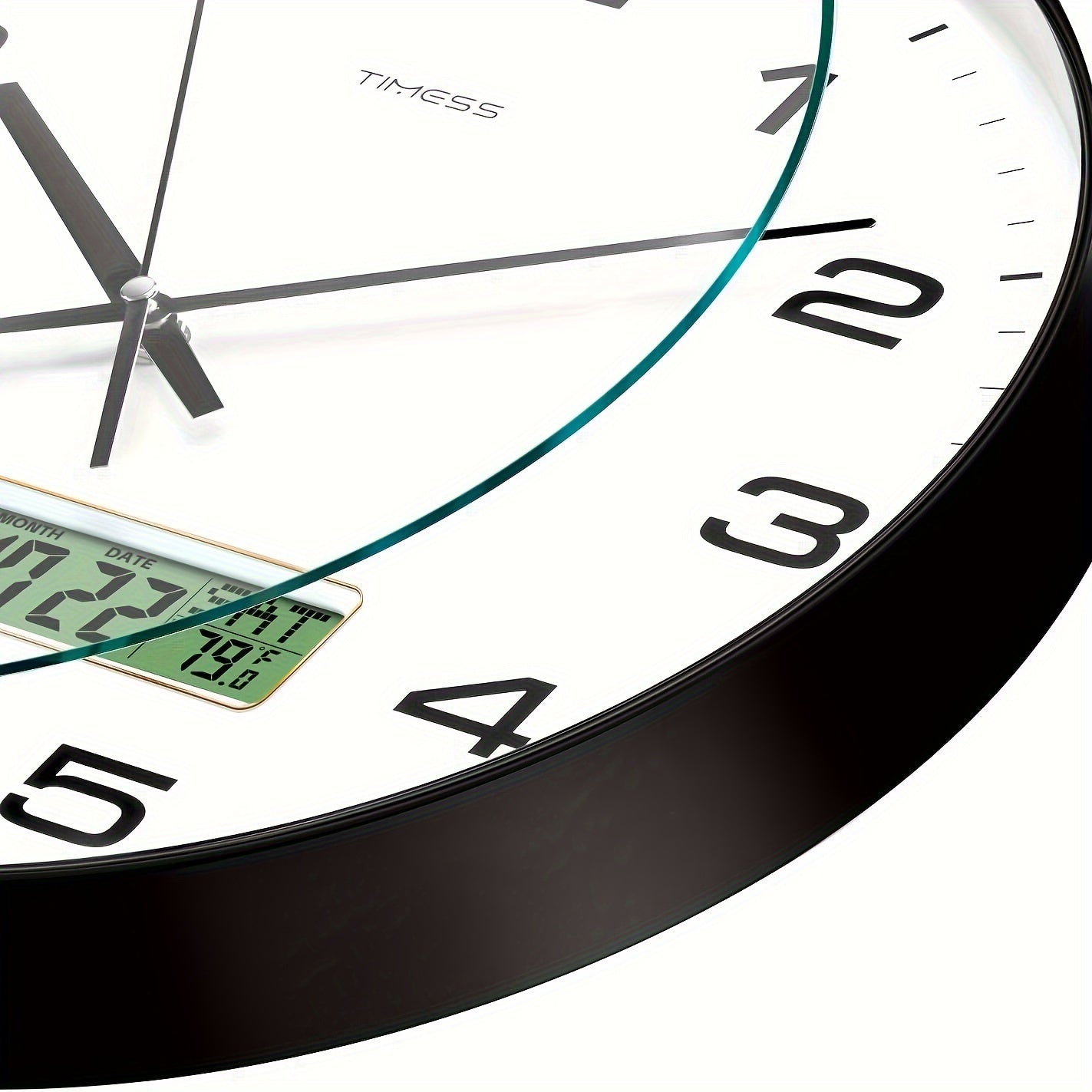 TIMESS Calendar Display Analog Wall Clock, 12/14 Inch 2-color Large Dial Silent, Can Display Perpetual Calendar And Fahrenheit Temperature, Bedroom, Office, School Decoration