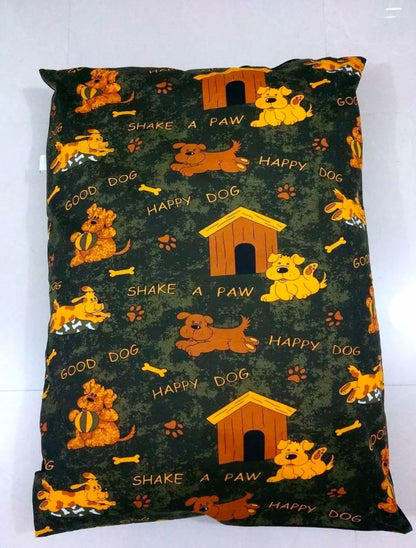 Soft Dog Cushion Bed with Removable Washable Cover – Printed Pet Pillow Mat for Dogs & Cats, Medium Large Jumbo Sizes, Ideal for Home Crate Sofa & Travel, Random Colours