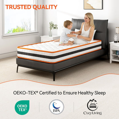 Memory Foam & Pocket Spring Hybrid Mattress | OEKO-TEX Certified | 7-Layer 3D Breathable Fabric | Medium Soft to Medium Firm | Roll-Up Box Delivery | Bedroom Mattress