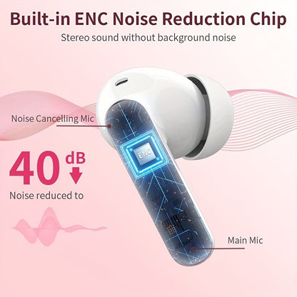 Wireless Earbuds, Wireless 5.3 Headset Bass Stereo, Earbuds with Noise Cancelling Microphone LED Display, In Ear Headphones, 36 Hours Of Playback Time, Suitable for Laptop Pad Mobile Phone Exercise