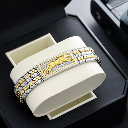 1pc Luxurious and Stylish 18K Gold Plated-plated Copper Bracelet with Leopard and Synthetic Cubic Zirconiaia, an Exquisite Fashion Bracelet Essential for Daily Wear by Both Men and Women