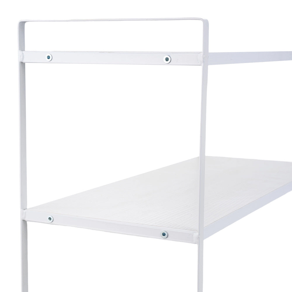 Multi-Tier Storage Rack, Mug Shelves for Desks, Black/White/Natural Wooden and Metal Countertop Organizer Shelf, Display Rack, Perfect for Dormitories Home Office Kitchen Bathroom