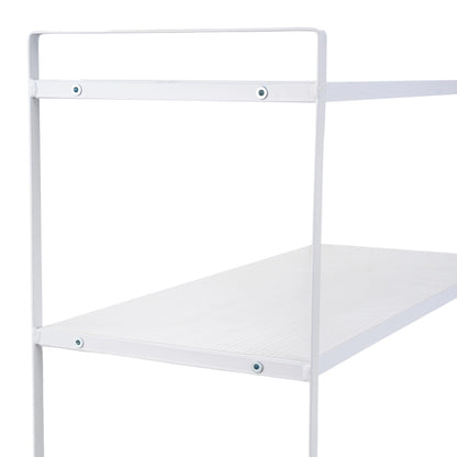 Multi-Tier Storage Rack, Mug Shelves for Desks, Black/White/Natural Wooden and Metal Countertop Organizer Shelf, Display Rack, Perfect for Dormitories Home Office Kitchen Bathroom