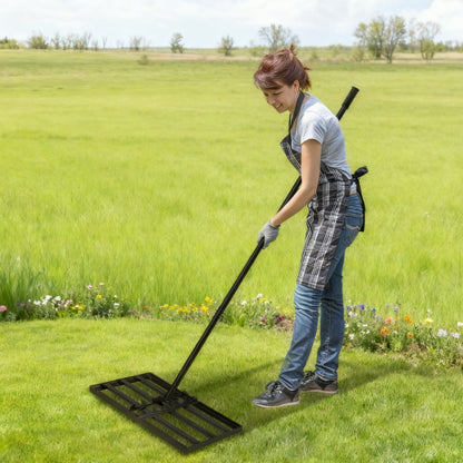 Professional Heavy-Duty Stainless Steel Lawn Leveling Rake with Adjustable Length Handle (25x50cm/25x75cm) - 4-Section Telescopic Design, Ergonomic Non-Slip Grip & 4-Section Lever Mechanism for Golf Courses, Gardens, Yards - Sand Trap, Bunker