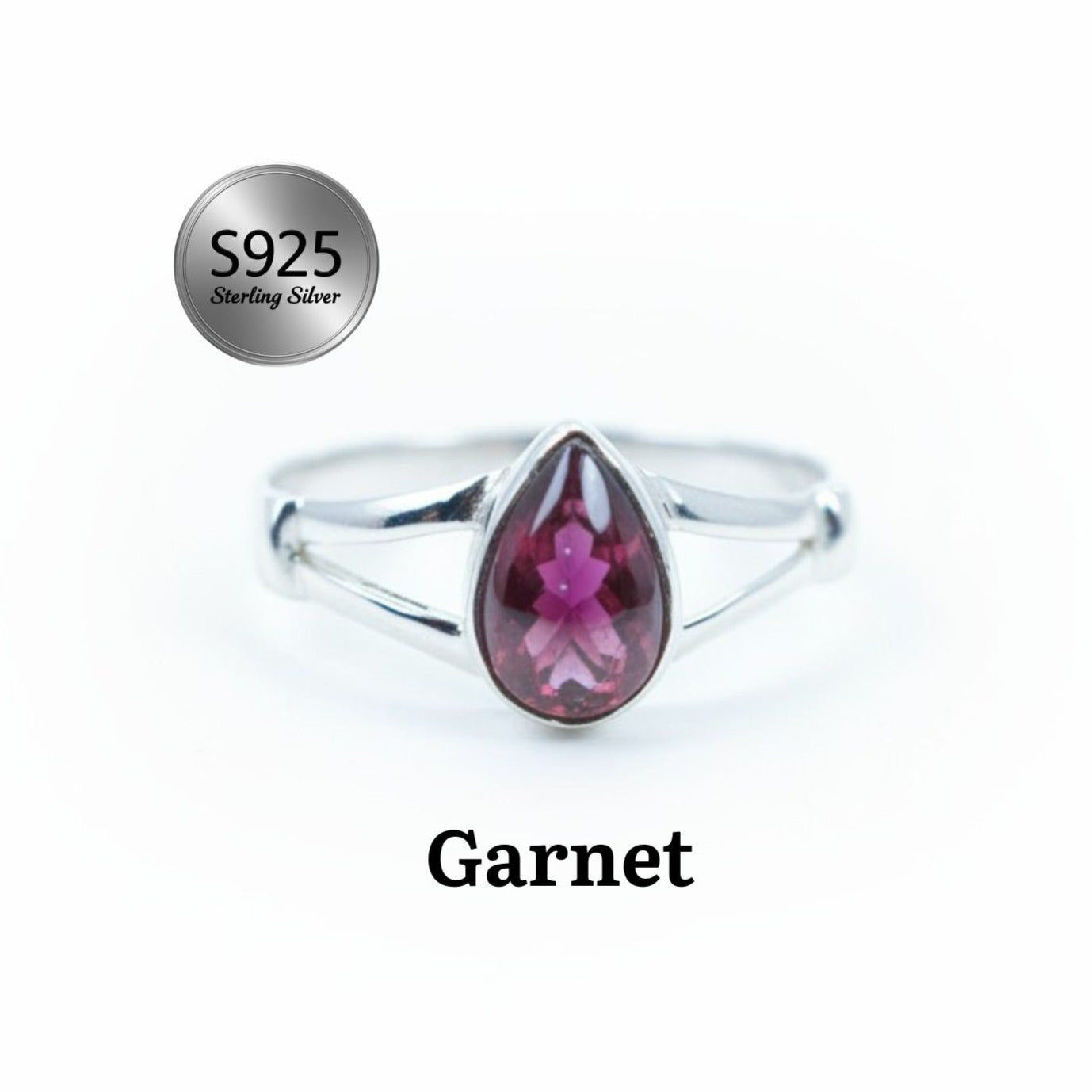925 Sterling Silver Pear Gemstone Ring in Onyx, Larimar and More, Minimal Daily Wear Jewelry for Women