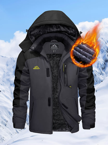 Men's Winter Warm Jackets Fleece Lined Coats Hooded Thermal Outdoor Thick Jacket Heavy Sport Hiking Jogging Camping Fishing Climbing Traveling Skiing Snowboarding Casual Parka