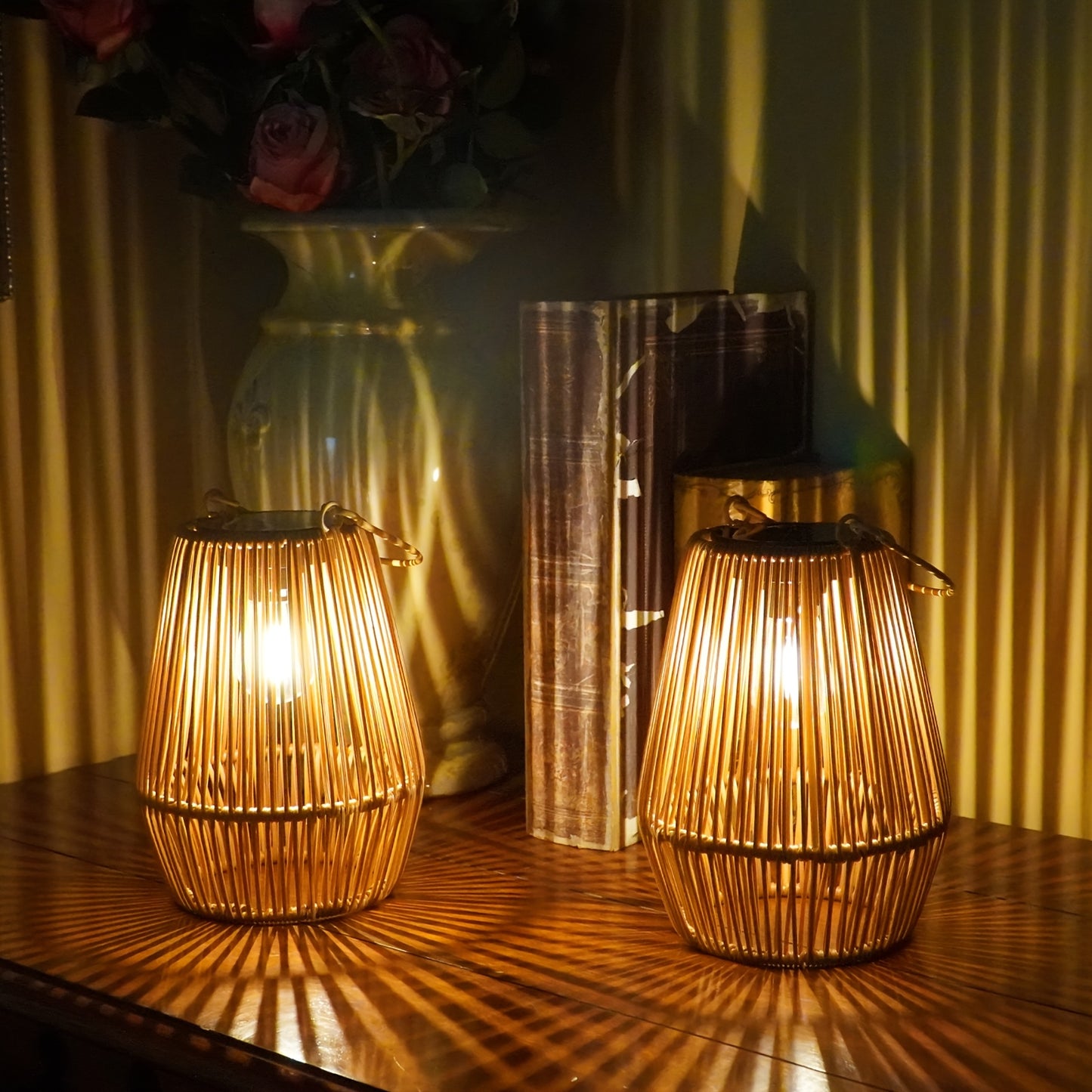 Solar Lantern, Outdoor Solar Woven Lantern Hanging Decoration, Persian Mia Style, Suitable for Garden, Patio, Deck, Porch, Trees, Lawn, Pathway Decoration, 1/2/4pcs