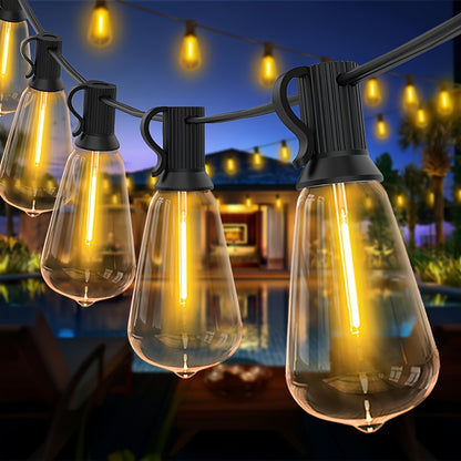 50F/30.48meter(15.24meter*2) LED Outdoor Courtyard Lights - with Remote Control, And Edison Bulb, Solar Powered, Automatic On/off, Energy-saving And Worry-free, Can Be Connected for Garden Porch Backyard Balcony Cafe Lighting