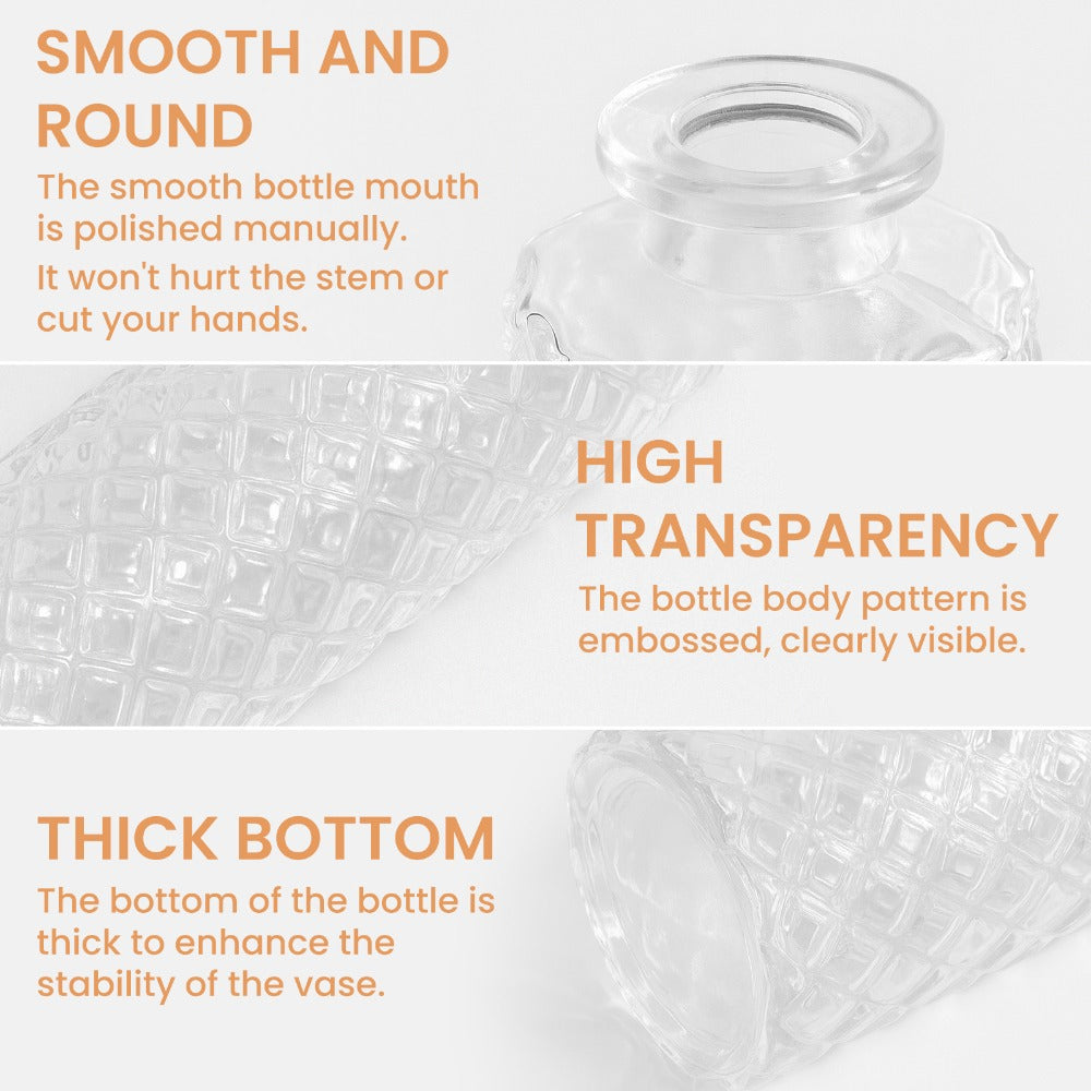 A set of 12 glass bud vases, small retro glass vases, minimalist retro dining table center decorations, home decor, wedding parties, restaurants, floral arrangements, tea lights, candle holders, desktop decorations