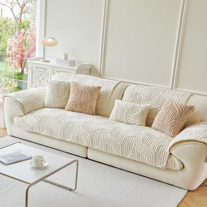 1pc Bohemian Style Soft Plush Sofa Cover, Pet-Friendly Non-Slip Couch Protector Covers, Machine Washable Polyester, All-Season Comfort for Living Room, Bedroom, Office Decor, Sectional Sofa Cover| Warm Home Decor| Machine Washable Furniture Protector Cove