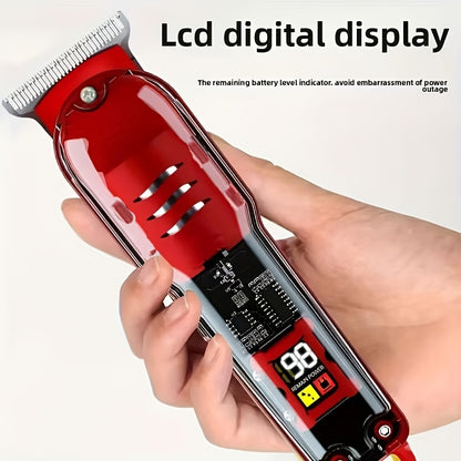 Men'S Electric Professional Hair Clipper And Beard Trimmer, Suitable for Hairdressing, Shaving, And Precise Trimming, USB Rechargeable, LCD Power Display, Convenient for Home And Car Travel