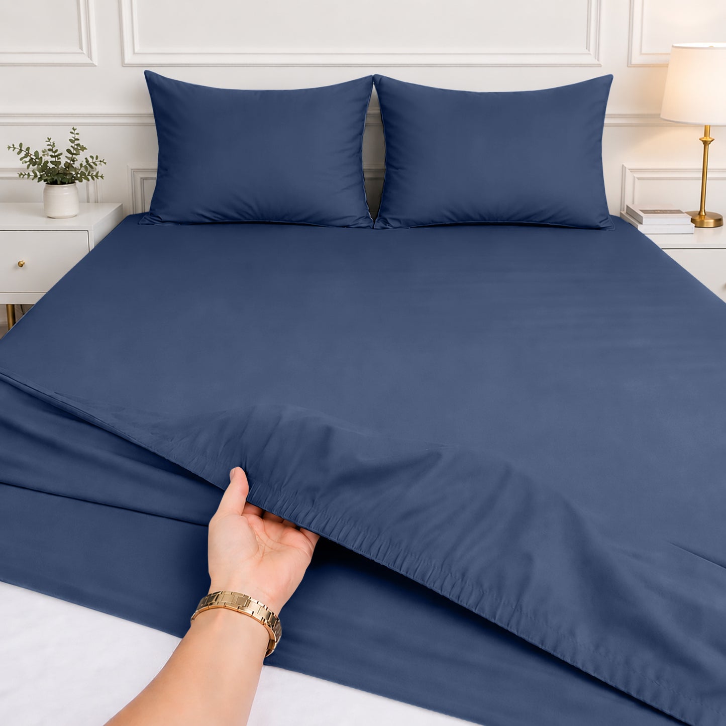 1pc 40CM Extra Deep Fitted Sheet – Soft Comfortable Microfiber Bed Sheet, Durable & Breathable Fabric, All Around Elastic, Wrinkle Resistant, Machine Washable Sheet for Home Bedroom