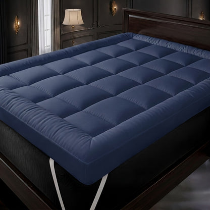 1pc 10cm Mattress Topper, Overfilled With 4Inch Microfiber Filling With Deep Pocket, Plush Soft, Anti-Shift & Even Weight Distribution Single/Double/King/Super King for all UK Bed Sizes - 4 Colours