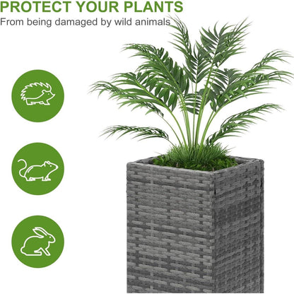 Taylor & Brown 2 Pack Tall Rattan Wicker Planters with Removable Liner, Large Indoor Outdoor Plant Pots 61cm x 30.5cm