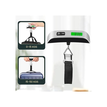 Compact 110lb/50kg Digital Luggage Scale with Backlight Display – Portable Handheld Electronic Weighing Device for Travel, Suitcases, and Baggage